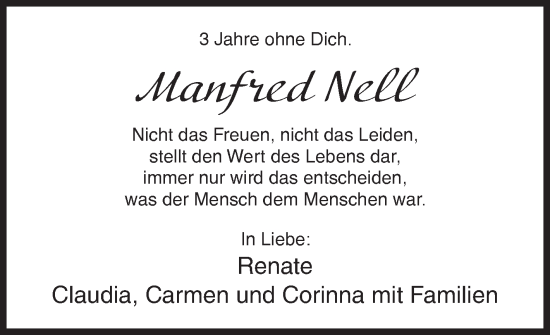 Traueranzeige von Manfred Nell von Siegener Zeitung