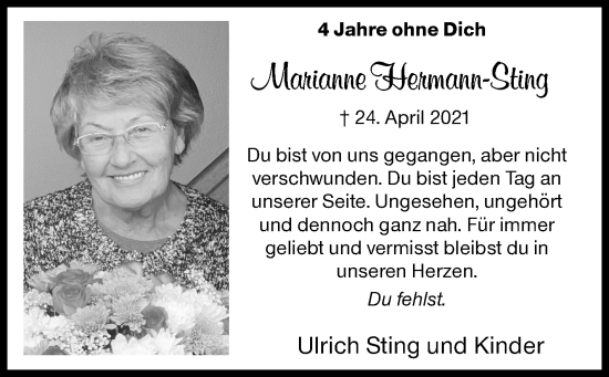 Traueranzeige von Marianne Hermann-Sting von Siegener Zeitung