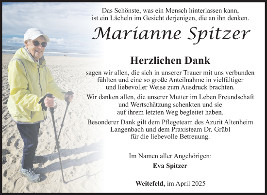 Traueranzeige von Marianne Spitzer von Siegener Zeitung