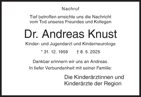 Traueranzeige von Andreas Knust von Siegener Zeitung