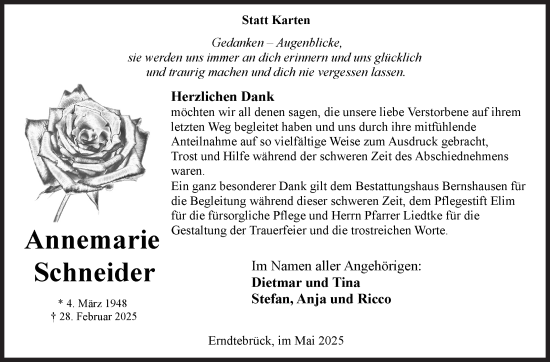 Traueranzeige von Annemarie Schneider von Siegener Zeitung