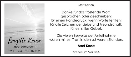 Traueranzeige von Brigitte Kruse von Siegener Zeitung