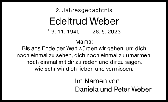 Traueranzeige von Edeltrud Weber von Siegener Zeitung
