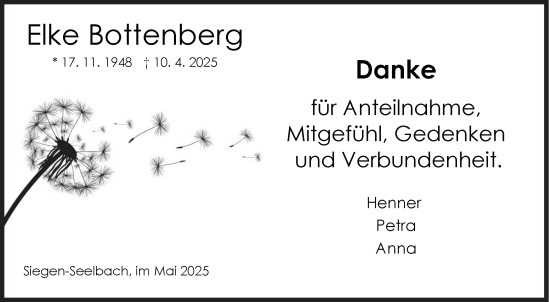 Traueranzeige von Elke Bottenberg von Siegener Zeitung