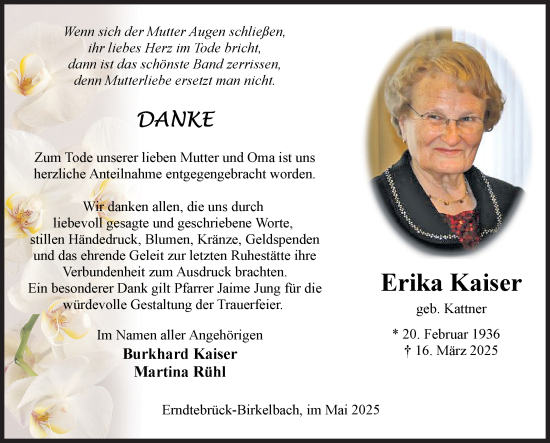 Traueranzeige von Erika Kaiser von Siegener Zeitung