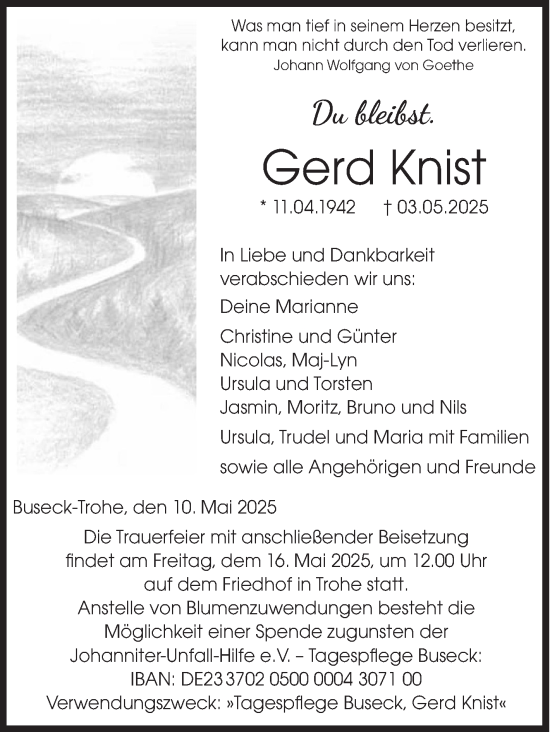 Traueranzeige von Gerd Knist von Siegener Zeitung
