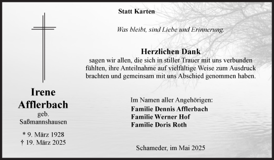 Traueranzeige von Irene Afflerbach von Siegener Zeitung