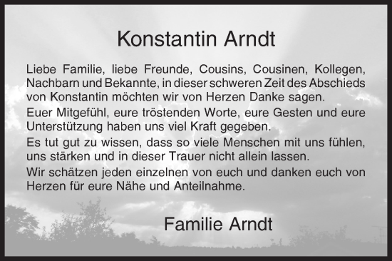 Traueranzeige von Konstantin Arndt von Siegener Zeitung