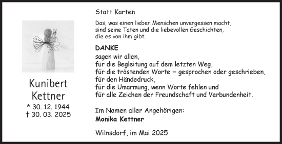 Traueranzeige von Kunibert Kettner von Siegener Zeitung