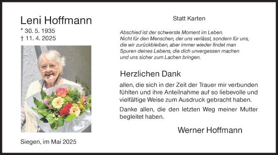 Traueranzeige von Leni Hoffmann von Siegener Zeitung
