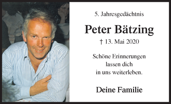 Traueranzeige von Peter Bätzing von Siegener Zeitung