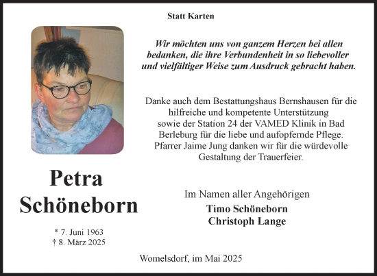 Traueranzeige von Petra Schöneborn von Siegener Zeitung