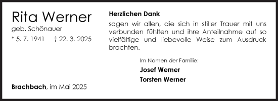 Traueranzeige von Rita Werner von Siegener Zeitung