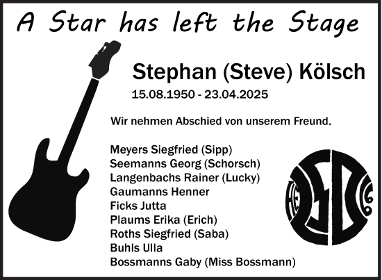 Traueranzeige von Stephan Kölsch von Siegener Zeitung