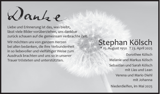 Traueranzeige von Stephan Kölsch von Siegener Zeitung