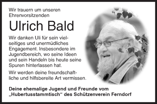 Traueranzeige von Ulrich Bald von Siegener Zeitung