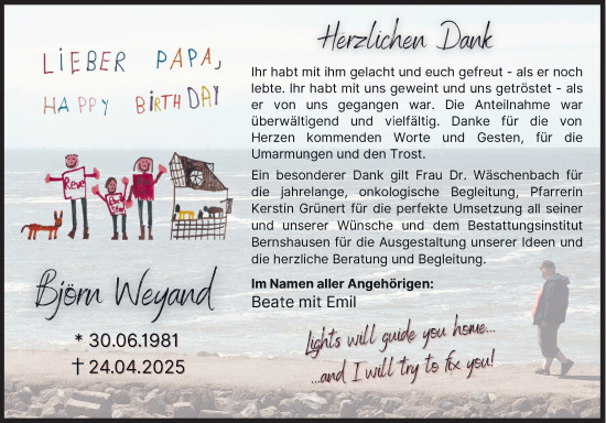 Traueranzeige von Björn Weyand von Siegener Zeitung