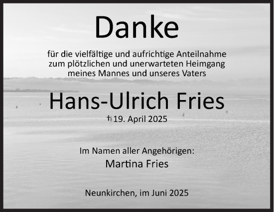 Traueranzeige von Hans-Ulrich Fries von Siegener Zeitung