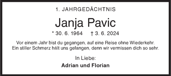 Traueranzeige von Janja Pavic von Siegener Zeitung