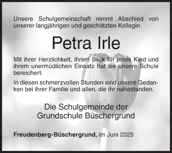 Traueranzeige von Petra Irle von Siegener Zeitung