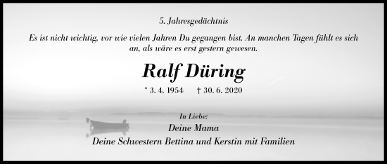 Traueranzeige von Ralf Düring von Siegener Zeitung