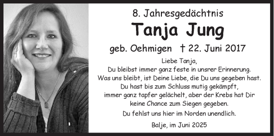 Traueranzeige von Tanja Jung von Siegener Zeitung