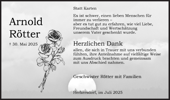 Traueranzeige von Arnold Rötter von Siegener Zeitung