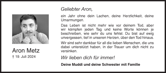 Traueranzeige von Aron Metz von Siegener Zeitung