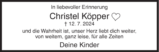 Traueranzeige von Christel Köpper von Siegener Zeitung