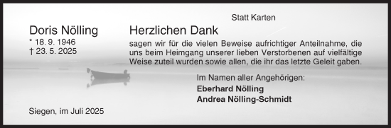 Traueranzeige von Doris Nölling von Siegener Zeitung