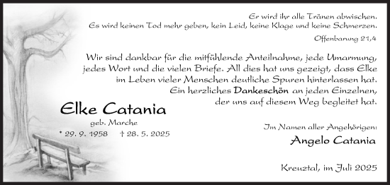 Traueranzeige von Elke Catania von Siegener Zeitung