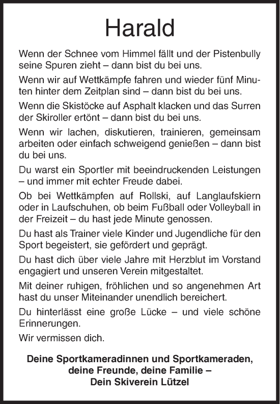 Traueranzeige von Harald  von Siegener Zeitung