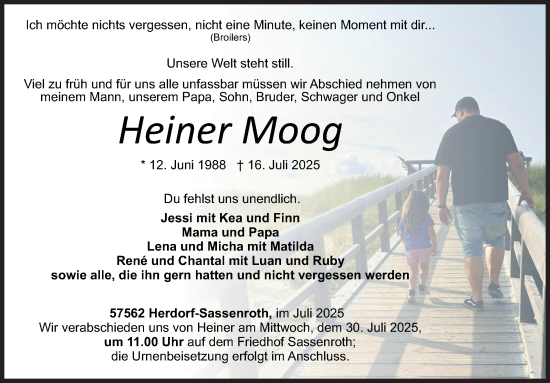 Traueranzeige von Heiner Moog von Siegener Zeitung