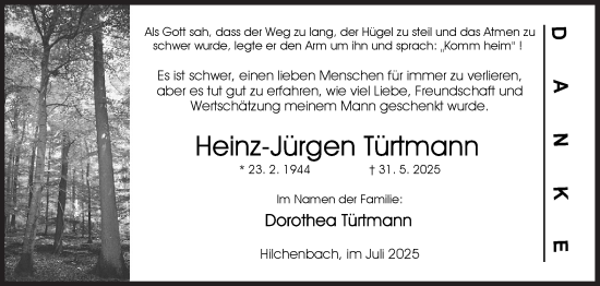 Traueranzeige von Heinz-Jürgen Türtmann von Siegener Zeitung
