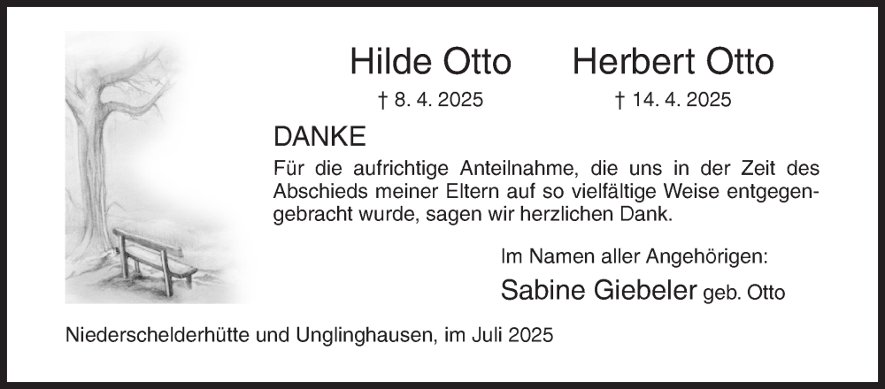  Traueranzeige für Hilde Otto vom 11.07.2025 aus Siegener Zeitung