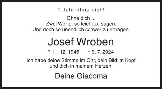 Traueranzeige von Josef Wroben von Siegener Zeitung
