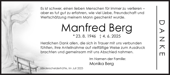 Traueranzeige von Manfred Berg von Siegener Zeitung