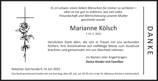 Traueranzeige von Marianne Kölsch von Siegener Zeitung