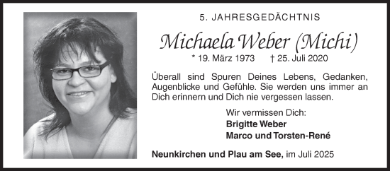Traueranzeige von Michaela Weber von Siegener Zeitung