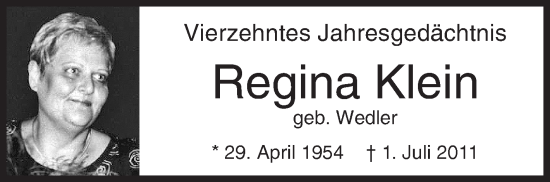 Traueranzeige von Regina Klein von Siegener Zeitung