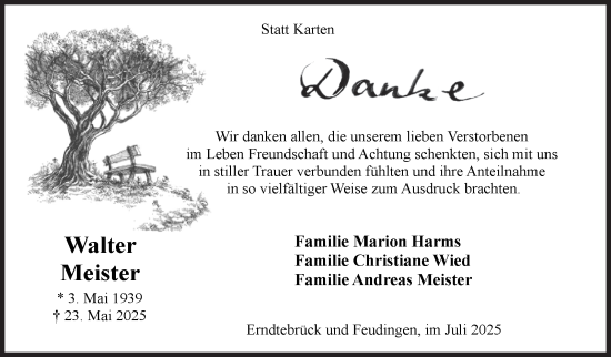 Traueranzeige von Walter Meister von Siegener Zeitung