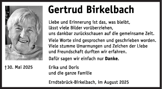 Traueranzeige von Gertrud Birkelbach von Siegener Zeitung