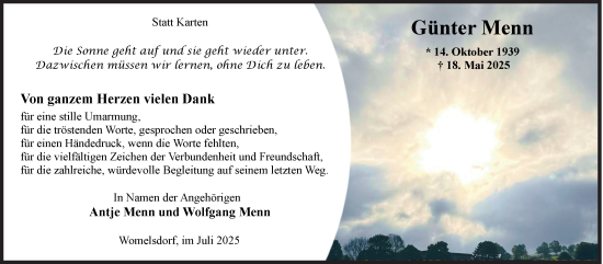 Traueranzeige von Günter Menn von Siegener Zeitung