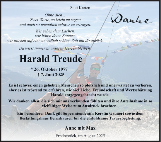 Traueranzeige von Harald Treude von Siegener Zeitung