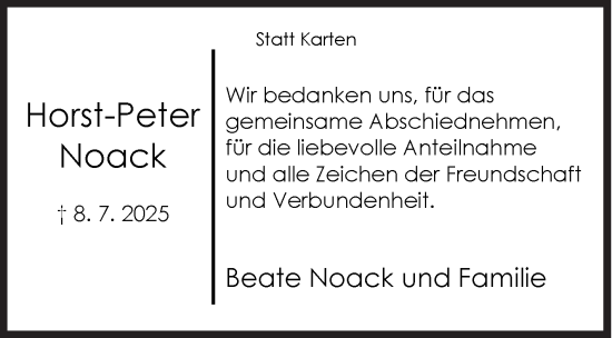 Traueranzeige von Horst-Peter Noack von Siegener Zeitung