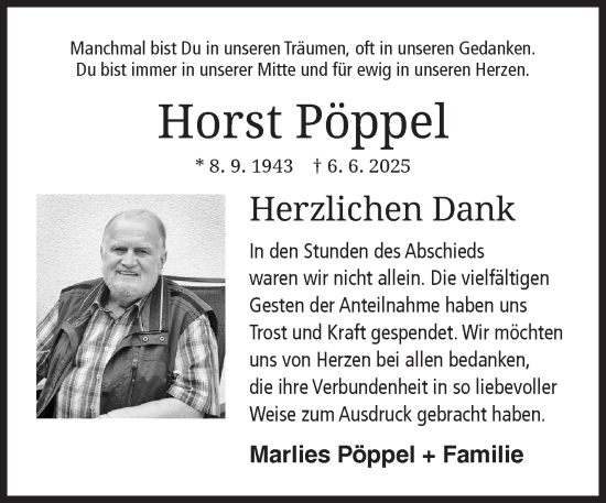 Traueranzeige von Horst Pöppel von Siegener Zeitung