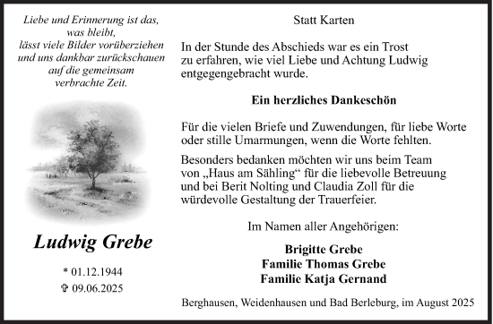 Traueranzeige von Ludwig Grebe von Siegener Zeitung