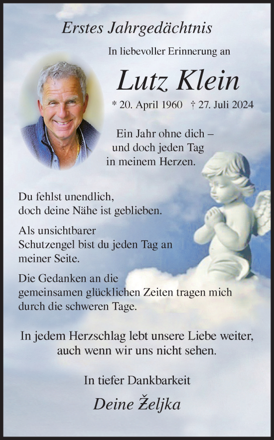 Traueranzeige von Lutz Klein von Siegener Zeitung