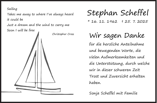 Traueranzeige von Stephan Scheffel von Siegener Zeitung