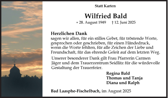 Traueranzeige von Wilfried Bald von Siegener Zeitung